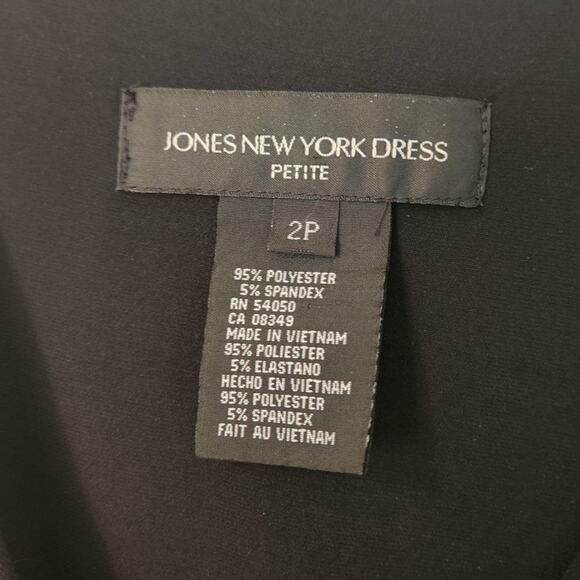Jones New York Women's Black Draped Bodice Jewel Accent Fit and Flare Blouse 2P - Picture 7 of 8